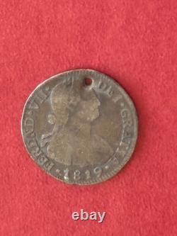 1819 Bogotá 2 Reales Ferdinand VII Legend on Charles IV Bust, Holed