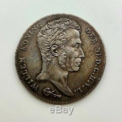 1821 1 Gulden Netherlands East Indies Rare World Silver Coin High Grade + Toning