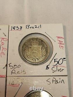 1821 Silver Spain World Coin Collection Lot Rare See Pics Italy Brazil