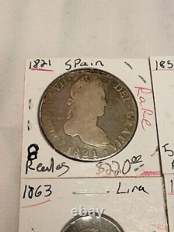 1821 Silver Spain World Coin Collection Lot Rare See Pics Italy Brazil