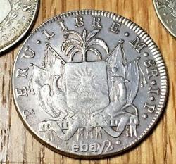 1822 Peru 8 reales XF-AU First Coin of Peru Bolivar Lima Republic silver