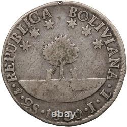 1830 JL 2 Soles Bolivia Silver Coin Simon Bolivar (MO4216-)