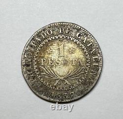 1837 Spain (Catalonia) AR 1 Peseta, KM-129