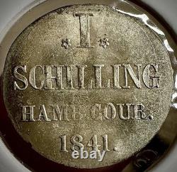 1841 Hanseatic Hamburg, Silver 1 Schilling, 149K Only, M. S. WithLuster