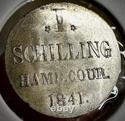 1841 Hanseatic Hamburg, Silver 1 Schilling, 149K Only, M. S. WithLuster