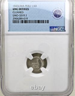 1843 Lima Peru 1/4R Emilio M. Ortiz EMO Collection