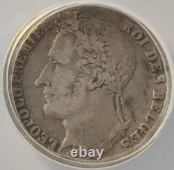 1844 BELGIUM LEOPOLD I SILVER 1/4FRANC VF30 Details ANACS Coin Fourth Frank 1B