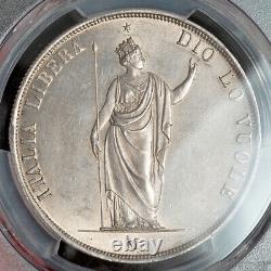 1848, Italy, Lombardy (Provisional Government). Silver 5 Lire Coin. PCGS MS-61