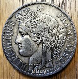 1850-A France 5 Francs VF+ Authentically Toned Silver Coin Ceres -2nd Republic