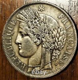 1850-A France 5 Francs VF+ Authentically Toned Silver Coin Ceres -2nd Republic