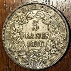 1850-A France 5 Francs VF+ Authentically Toned Silver Coin Ceres -2nd Republic