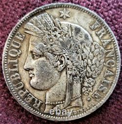 1850-A France 5 Francs VF+ Authentically Toned Silver Coin Ceres -2nd Republic