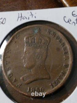 1850 HAITI Emperor FAUSTIN I Lions VINTAGE Antique Hatian 6 CENTIMES# J63