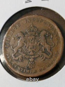 1850 HAITI Emperor FAUSTIN I Lions VINTAGE Antique Hatian 6 CENTIMES# J63