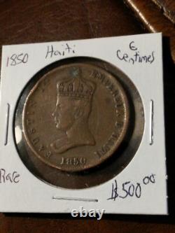 1850 HAITI Emperor FAUSTIN I Lions VINTAGE Antique Hatian 6 CENTIMES# J63