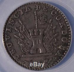 1851 Argentina Cordoba 4 Real World Silver Coin ANACS VF30 Details