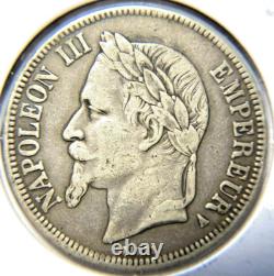 1867A France 5 Francs High Grade 25gram 90% Silver Coin KM# 799.1