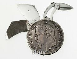 1868 France 5 Francs Silver Coin Knife, File & Scisors By Eloi Pernet