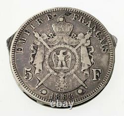 1868 France 5 Francs Silver Coin Knife, File & Scisors By Eloi Pernet