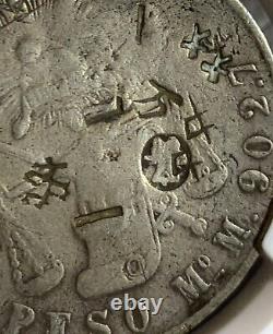 1872 Mexico Balance Scale Peso Silver Coin With Chinese Chopmark, Special Stamp