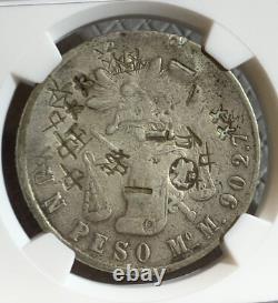 1872 Mexico Balance Scale Peso Silver Coin With Chinese Chopmark, Special Stamp