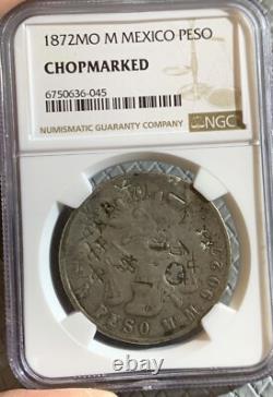 1872 Mexico Balance Scale Peso Silver Coin With Chinese Chopmark, Special Stamp
