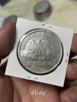 1872 Mo M Mexico Un Peso Silver Coin Chopmarked Au