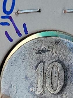 1872-Pi O Mexico 10 Centavos, Filler AG Condition! Key Date! 16k Mint