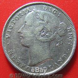 1872-h Newfoundland 20 Cents Silver High Value Key Date! Low Mint World Coin