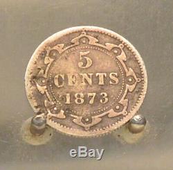 1873 H Newfoundland Silver 5 Cents, Key Date Sterling Silver World Coin