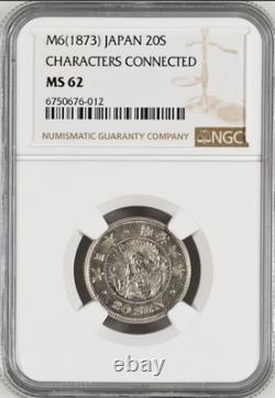 1873(m6) 20-sen Type-1 Meiji Mutsuhito Japan Ngc Ms62 Rarity R6 Highest Grades