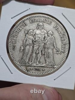 1875 A France Silver 5 Francs Hercules Coin 90% Silver