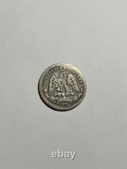 1876 Zs S 25 Centavos Zacatecas Mexican Silver Coin Circulated