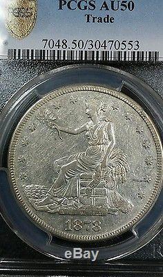 1878-S USA Liberty Trade Dollar $1 PCGS AU50 Secure Grade Silver World Coin