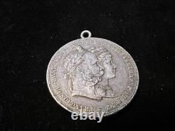 1879 Austria 2 FL Wedding Ann. Silver Coin Jewelry Mount Hole Added