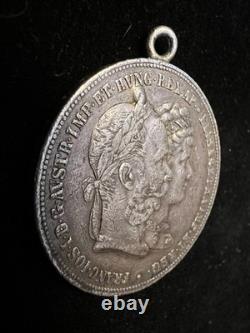 1879 Austria 2 FL Wedding Ann. Silver Coin Jewelry Mount Hole Added