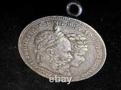 1879 Austria 2 FL Wedding Ann. Silver Coin Jewelry Mount Hole Added