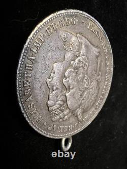1879 Austria 2 FL Wedding Ann. Silver Coin Jewelry Mount Hole Added