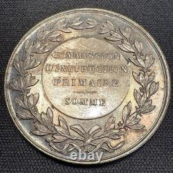 1879 France Silver Jeton Coin Somme Instruction Primaire Amiens 1800s