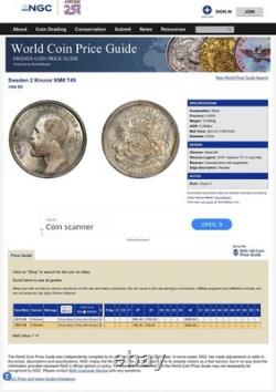 1880 2 Kronor OCH Rare Version Nice Original Toning AU