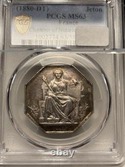 1880-dated Jeton Pcgs Mint State 63 Chamber Of Notaries This Is Nice