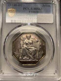1880-dated Jeton Pcgs Mint State 63 Chamber Of Notaries This Is Nice
