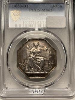 1880-dated Jeton Pcgs Mint State 63 Chamber Of Notaries This Is Nice