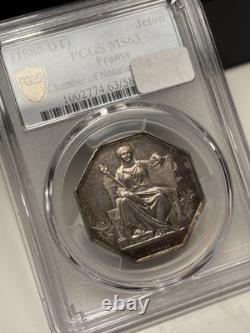 1880-dated Jeton Pcgs Mint State 63 Chamber Of Notaries This Is Nice