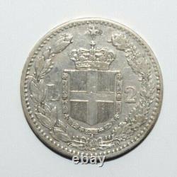 1881, 2 Lire Italy Silver Low Mint Only 4.1MM Minted High Grade High Value Coin