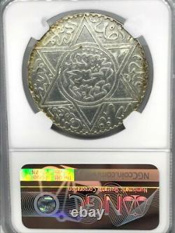 (1882) AH 1299 Morocco Paris 10 Dirhams NGC UNC DETAILS CLEANED KM Y# 8