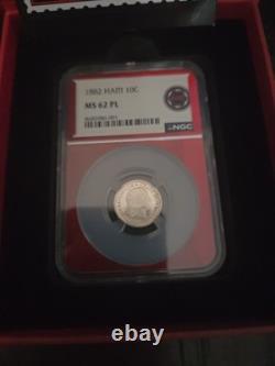 1882 Haiti 10C NGC MS62 PL- EDC Red Case