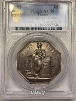 1883 Lerouge-161 Corne Chamber Of Notaries-lille-161 Pcgs Au58 Silver Jeton Nice