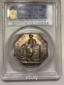 1883 Lerouge-161 Corne Chamber Of Notaries-lille-161 Pcgs Au58 Silver Jeton Nice