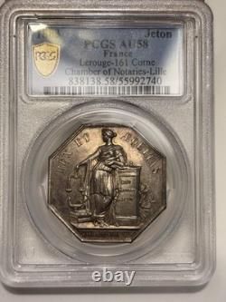 1883 Lerouge-161 Corne Chamber Of Notaries-lille-161 Pcgs Au58 Silver Jeton Nice